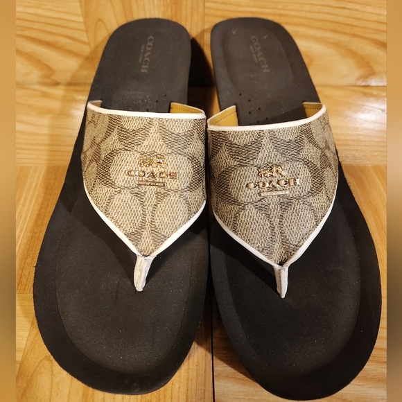 Coach Janice Signature Platform Wedged Sandals Brown Size 9.5 - Picture 2 of 9